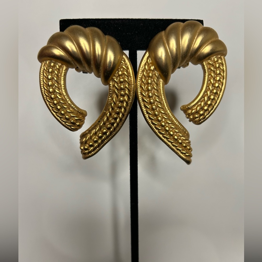 SOLD - Gold Statement Clip On Earrings